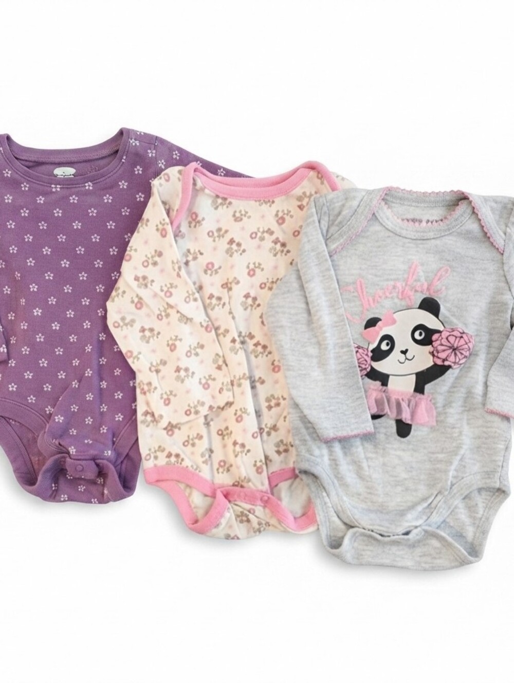 3-6M Purple, Pink, and Gray Kids One Piece Set